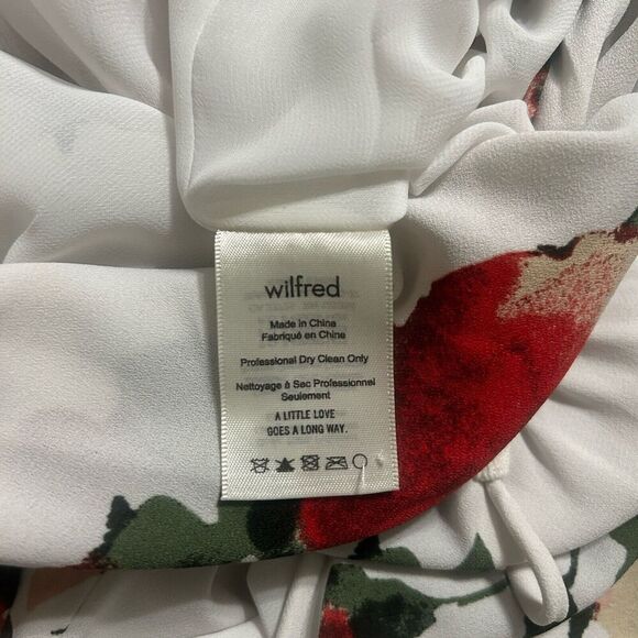 Aritzia Wilfred Sabine Dress White Red Green Floral Pockets Size Medium - Picture 9 of 11